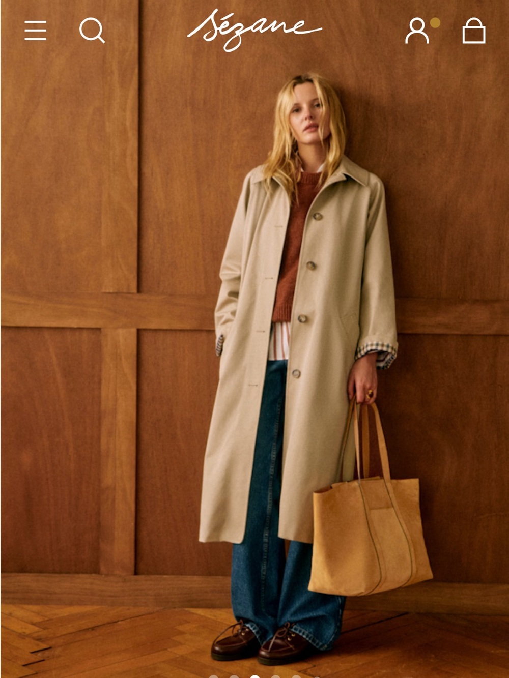 Sezane Clyde Trench Coat in Light Beige